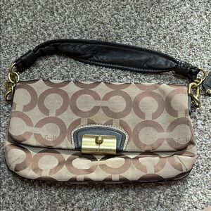 Coach Brown and Tan Signature Clutch